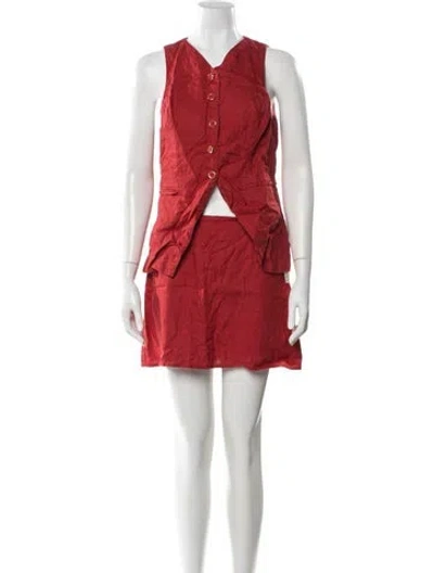 Pre-owned Reformation Linen Skirt Set In Red