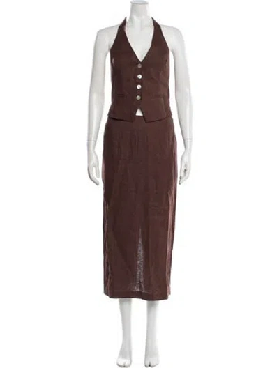 Pre-owned Reformation Linen Skirt Set W/ Tags In Brown