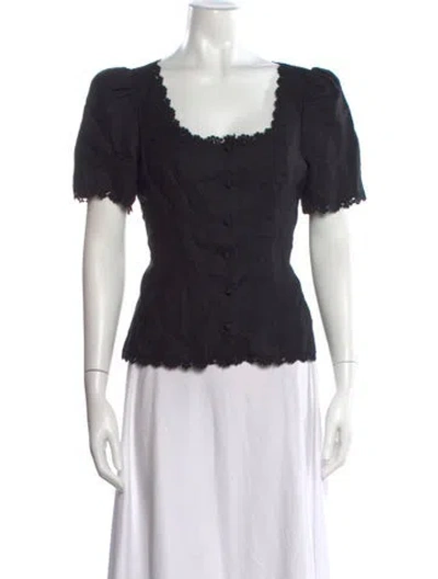 Pre-owned Reformation Linen Square Neckline Blouse In Black