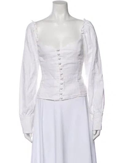 Pre-owned Reformation Linen Square Neckline Blouse In Gray