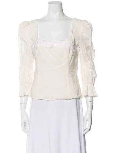Pre-owned Reformation Linen Square Neckline Blouse In Neutral