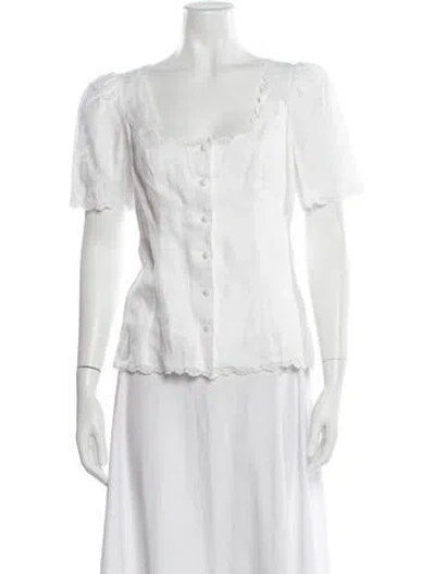 Pre-owned Reformation Linen Square Neckline Blouse In Neutrals