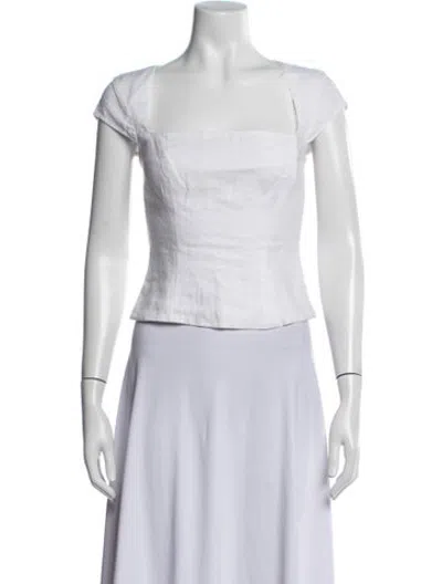 Pre-owned Reformation Linen Square Neckline Blouse In Neutrals