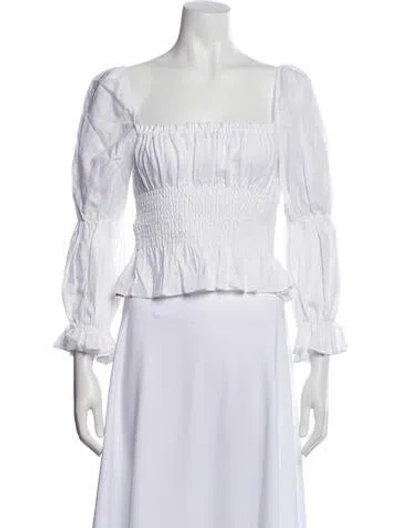 Pre-owned Reformation Linen Square Neckline Blouse W/ Tags In White