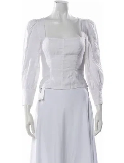 Pre-owned Reformation Linen Square Neckline Blouse In White