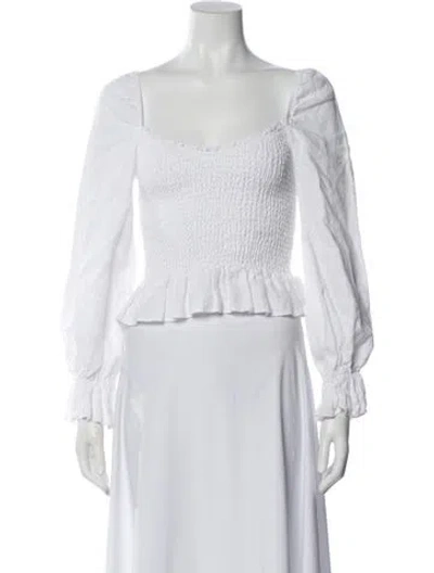 Pre-owned Reformation Linen Square Neckline Blouse In White