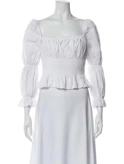 Pre-owned Reformation Linen Square Neckline Blouse In White