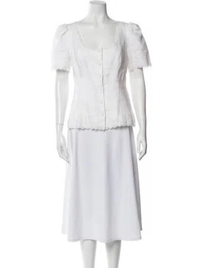 Pre-owned Reformation Linen Square Neckline Blouse In White