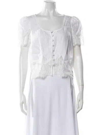 Pre-owned Reformation Linen Square Neckline Blouse In White