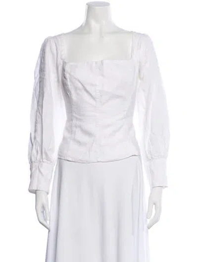 Pre-owned Reformation Linen Square Neckline Blouse In White