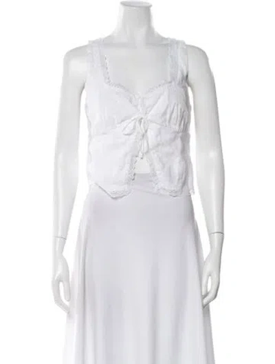 Pre-owned Reformation Linen Square Neckline Blouse In White