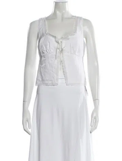 Pre-owned Reformation Linen Square Neckline Blouse In White