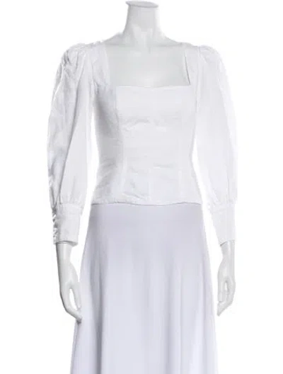 Pre-owned Reformation Linen Square Neckline Blouse In White
