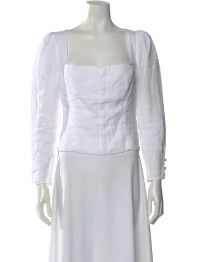 Pre-owned Reformation Linen Square Neckline Blouse In White