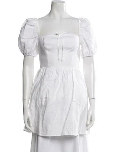 Pre-owned Reformation Linen Square Neckline Blouse In White