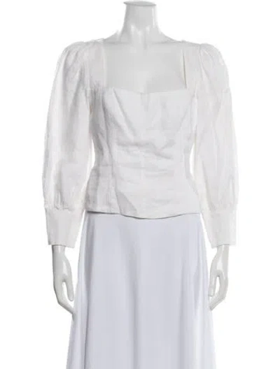 Pre-owned Reformation Linen Square Neckline Blouse In White