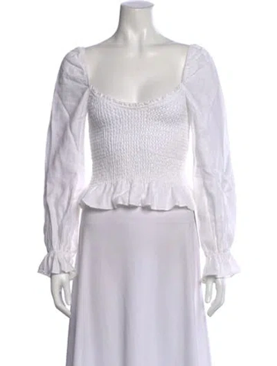Pre-owned Reformation Linen Square Neckline Blouse In White