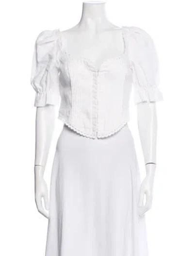 Pre-owned Reformation Linen Square Neckline Blouse In White
