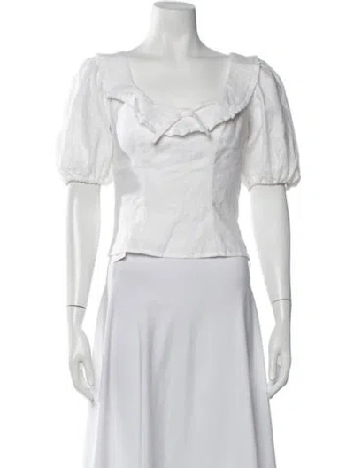 Pre-owned Reformation Linen Square Neckline Blouse In White
