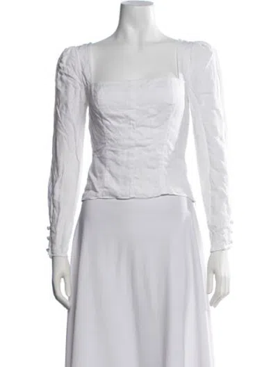 Pre-owned Reformation Linen Square Neckline Blouse In White
