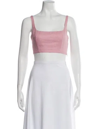 Pre-owned Reformation Linen Square Neckline Crop Top In Multi
