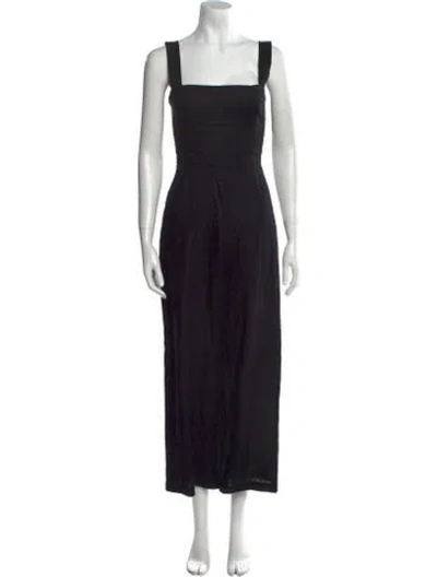 Pre-owned Reformation Linen Square Neckline Jumpsuit In Black