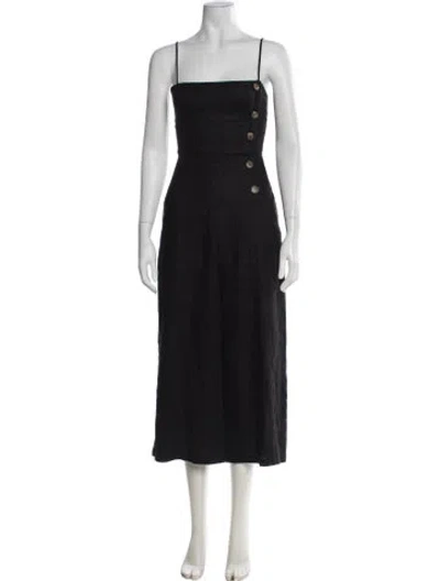 Pre-owned Reformation Linen Square Neckline Jumpsuit In Black