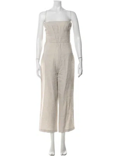 Pre-owned Reformation Linen Square Neckline Jumpsuit In Gray