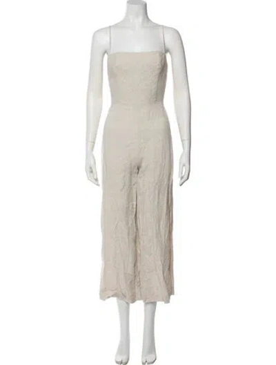 Pre-owned Reformation Linen Square Neckline Jumpsuit In Neutral