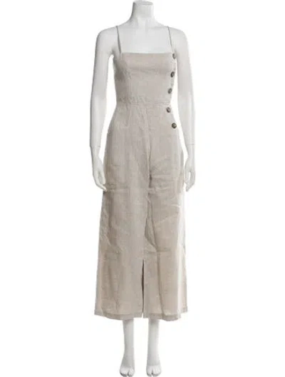 Pre-owned Reformation Linen Square Neckline Jumpsuit In Neutral