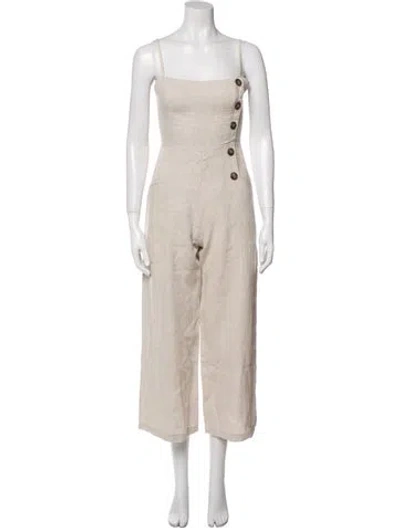 Pre-owned Reformation Linen Square Neckline Jumpsuit In Neutral