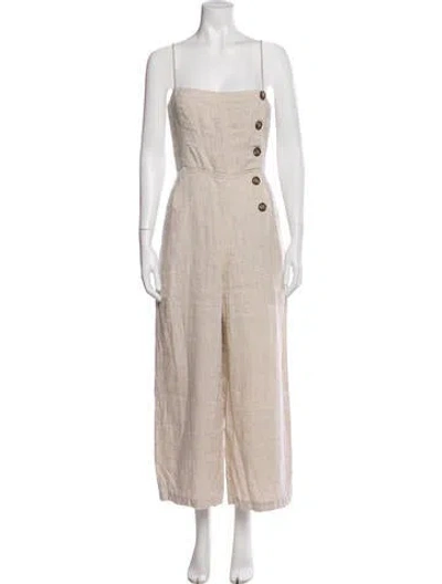 Pre-owned Reformation Linen Square Neckline Jumpsuit In Neutral