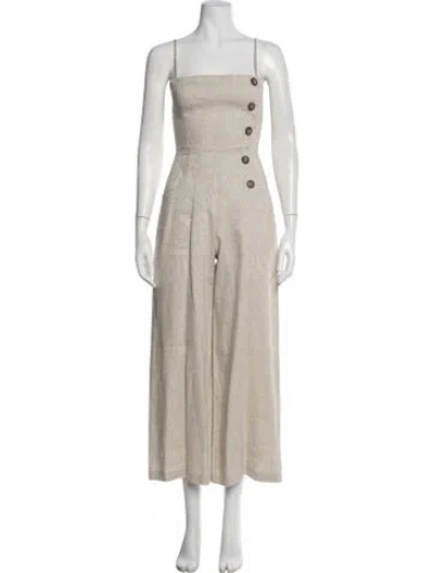 Pre-owned Reformation Linen Square Neckline Jumpsuit In Neutral