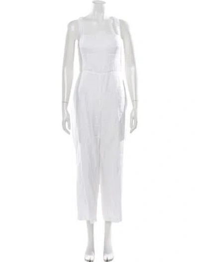 Pre-owned Reformation Linen Square Neckline Jumpsuit In White