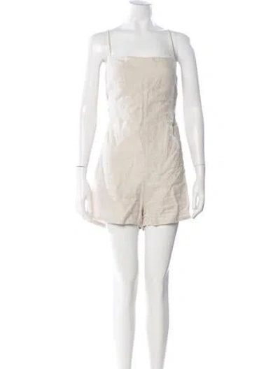 Pre-owned Reformation Linen Square Neckline Romper In Neutral
