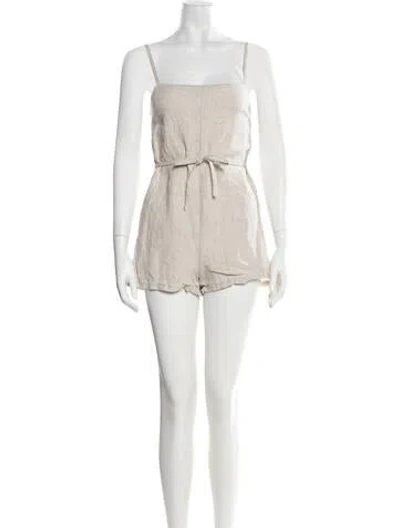 Pre-owned Reformation Linen Square Neckline Romper In Neutrals