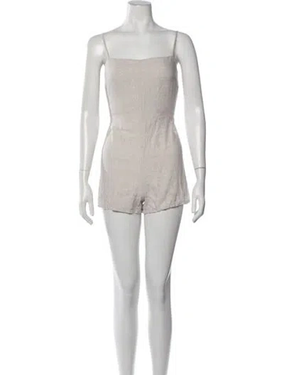Pre-owned Reformation Linen Square Neckline Romper In Neutrals