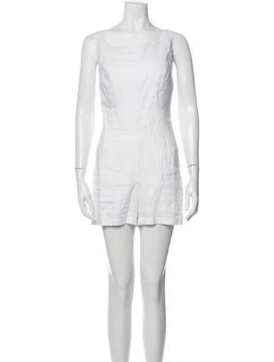 Pre-owned Reformation Linen Square Neckline Romper In White