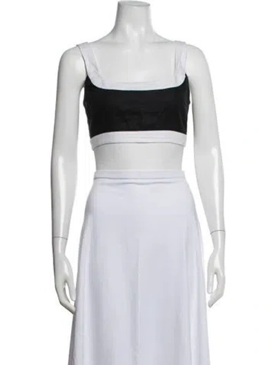 Pre-owned Reformation Linen Square Neckline Sports Bra In Black