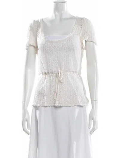Pre-owned Reformation Linen Square Neckline Sweater In White