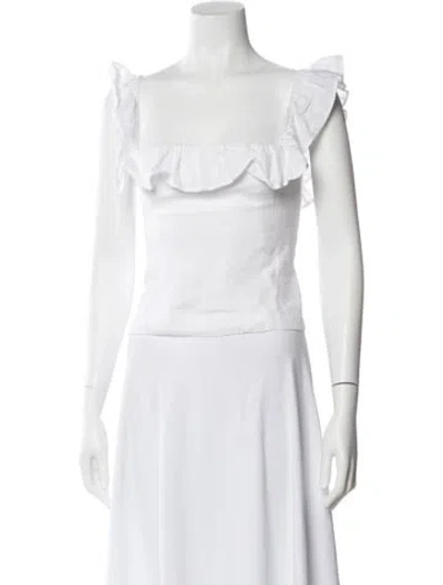 Pre-owned Reformation Linen Square Neckline Top In White