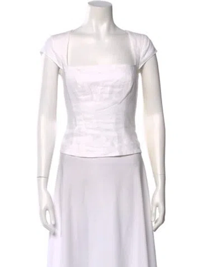 Pre-owned Reformation Linen Square Neckline Top In White