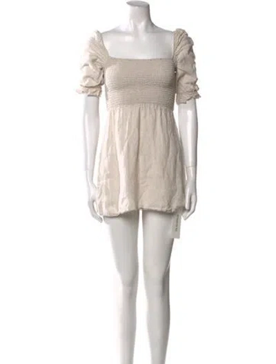 Pre-owned Reformation Linen Square Neckline Tunic In Neutral