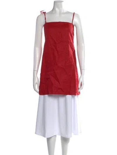 Pre-owned Reformation Linen Square Neckline Tunic W/ Tags In Red