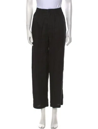 Pre-owned Reformation Linen Straight Leg Pants In Black