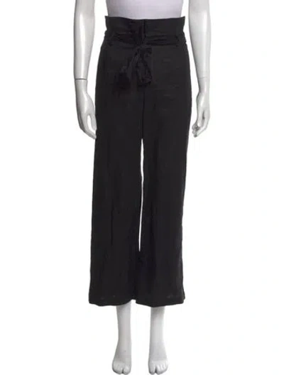 Pre-owned Reformation Linen Straight Leg Pants In Black