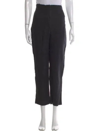Pre-owned Reformation Linen Straight Leg Pants In Black