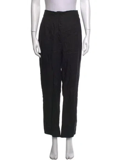 Pre-owned Reformation Linen Straight Leg Pants In Black
