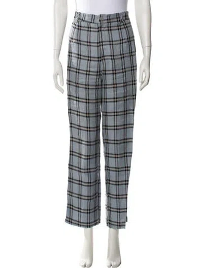 Pre-owned Reformation Linen Straight Leg Pants In Blue