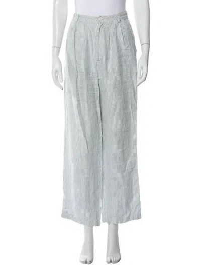 Pre-owned Reformation Linen Straight Leg Pants In Blue